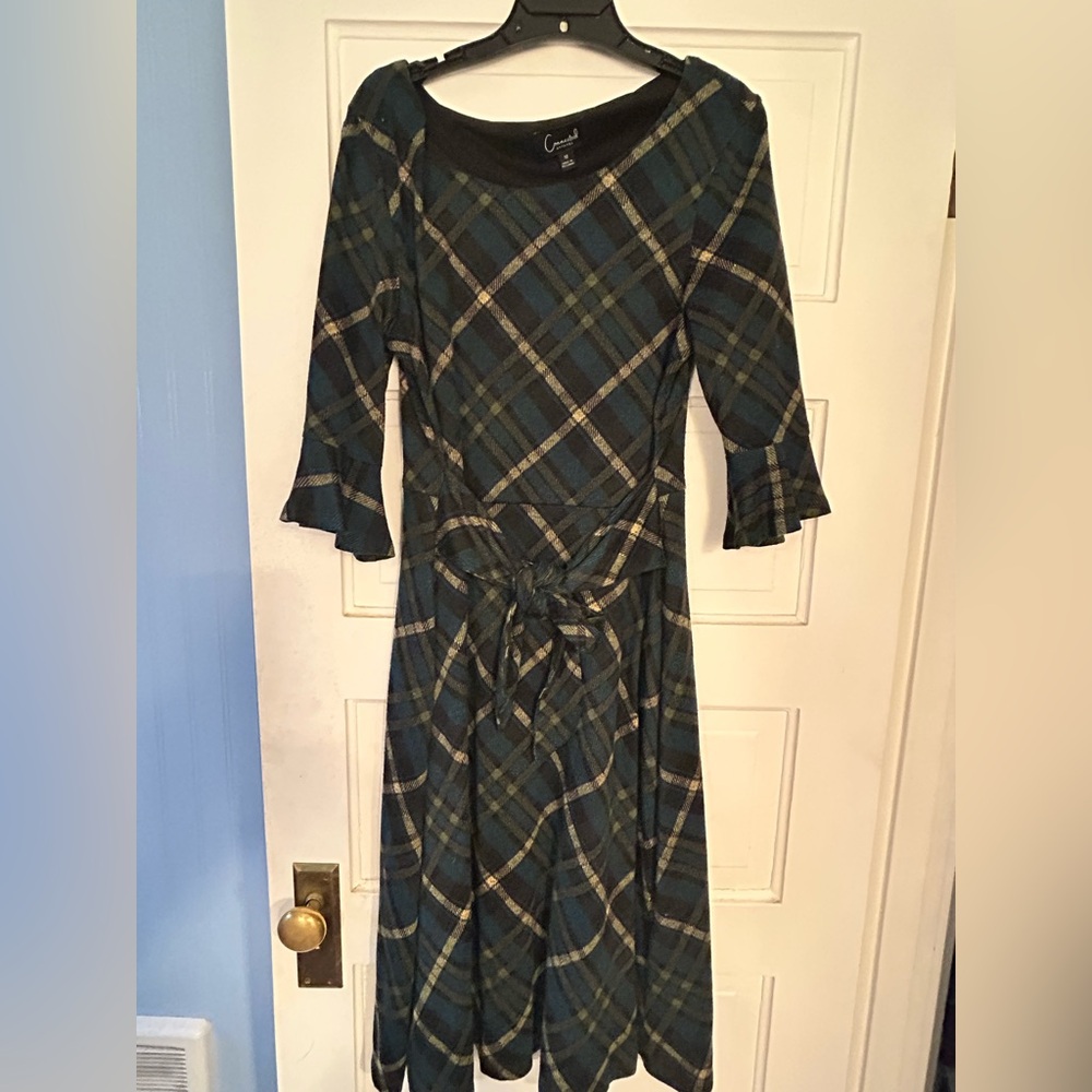 Plaid Green, Blue and Black Dress- 70’s Retro Style